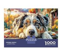 Chiens à Mountain View 1000 Pièces Collie Rest Puzzle Adulte Adolescents 14+ Carton Épais sans Reflets Anti-Stress Stimuler l'esprit pour Cadeaux Corporatifs 38x26cm/1000pcs