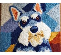 Chiens Animaux Latch Hook Rug Kit Schnauzer De Dessin Animé Kits De Tapis À Crochet Pour Adultes Débutants Kit De Fabrication De Paillasson Artisanal Diy Tapisserie Cadeau Décorations P 35x46in