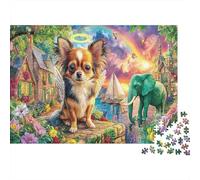 Chiens au Bord de la Mer 1000 pièces pour Adultes Enfants Chihuahua avec Halo d'ange Jeux Éducatifs Anti-Stress 70x50cm 1000 pièces