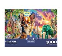 Chiens au Bord de la mer - Puzzle 1000 pièces pour Adultes - Chihuahua et éléphant - Jeu de difficulté Impossible - Décoration Murale et Cadeau - 38 x 26 cm / 1000 pièces