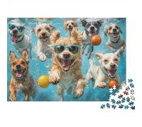 Chiens baignade Fun_1 Puzzle 1000 Pièces Carton Premium pour Couples, Puzzle De Concentration, Amusement en Intérieur, Cadeau De Maison Neuve Idéal pour Nouveaux Mariés 70x50cm/1000pcs
