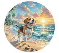 Chiens Beagle 1000 Pieces Puzzle Chien Puzzle Rond Rond pour Enfants De l'art De La Décoration Moderne Jeu Cadeau Unique pour Enfants Décompression Et pour Adultes Et Enfants 1000pcs (67.5x67.5cm)