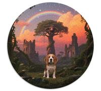 Chiens Beagle Circulaire Puzzle Convient pour Adultes Et Enfants 1000 Pièces, Pets Mignons Fun Défiant Jeu Éducatif Décoration Maison Unique (67.5x67.5cm)