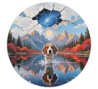 Chiens Beagle Circulaire Puzzles Convient pour Adultes Et Enfants 1000 Pièces, Pets Mignons Fun Défiant Jeu Éducatif Unique Toy (67.5x67.5cm)