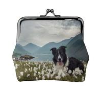 Chiens Border Collie, Animaux de Compagnie, Prairie, Black Border,Porte-Monnaie en Cuir PU, Petit Portefeuille, Pochette à Monnaie avec Fermoir Baiser