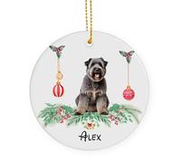 Chiens Bouvier des Flandres Bruns Céramique Ornements De Noël, avec Ficelle Céramique À Suspendre 7.3Cm Décoration De Noël