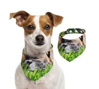 Chiens Boxer Animaux de Compagnie en Herbe Verte Chiens de pelouse,Bandanas pour Chien, écharpe en Coton, Bavoirs réglables pour Animaux de Compagnie,S
