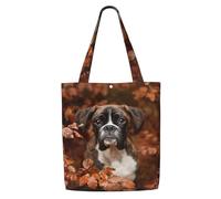Chiens Boxer Automne,Sacs d'épicerie réutilisables, sacs fourre-tout de grande capacité, sac à bandoulière en toile