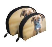 Chiens Boxer Chiots Animaux Chiens, Trousse de Maquillage Coquille Femme Petit Porte-Monnaie Trousse de Toilette Trousse à cosmétiques 2 pièces