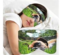 Chiens Boxers Animaux Verts Chiens de Pelouse, Masque de sommeil pour la maison, les voyages et le travail posté, couvrant entièrement les yeux et bloquant la lumière