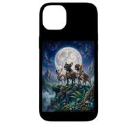 Chiens Carlin Hurlant à la Lune Fantasy Stories Lovers Coque pour iPhone 14 Plus