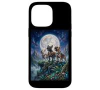 Chiens Carlin Hurlant à la Lune Fantasy Stories Lovers Coque pour iPhone 14 Pro Max
