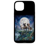 Chiens Carlin Hurlant à la Lune Fantasy Stories Lovers Coque pour iPhone 15 Plus