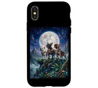 Chiens Carlin Hurlant à la Lune Fantasy Stories Lovers Coque pour iPhone X/XS