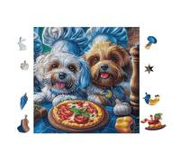 Chiens Chefs Pizza 100 Pièces Puzzle Adulte en Carton Anti-Déchirure Haute Qualité Très Difficile Anti-Stress Décoration Murale Cadeau Noël Qualité Premium 28x28cm