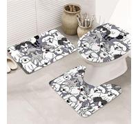 Chiens De Berger Anglais Anciens Tapis De Bain 3 Pièces Absorbant Tapis Contour Toilette Durable Carpettes De Toilette pour Chambre À Coucher Douche Intérieur