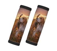 Chiens de pelouse Beagle en promenade Animaux de compagnie Chiens Coucher de soleil, Lot de 2 protections pour poignées de valise, housses de poignée souples et confortables, étiquette à bagages