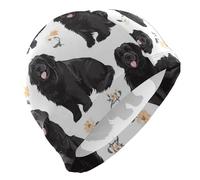 Chiens de Terre-Neuve de Dessin Animé Blanc Natation pour les débutants Cheveux Courts Imperméable Natation pour Adultes Protection des Cheveux et Réduction de la traînée Gorro Para Piscina Mujer