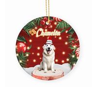Chiens des Pyrénées Blancs Céramique Ornements De Noël, avec Ficelle Décoration en Céramique 7.3Cm Décoration De Sapin De Noël