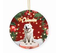 Chiens des Pyrénées Céramique Ornements De Noël, avec Ficelle Pendentif pour Décorations 7.3Cm Décoration De Noël