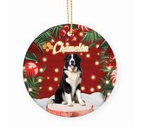 Chiens des Pyrénées Noirs Céramique Ornements De Noël, avec Ficelle Céramique Pendentif 7.3Cm Décoration De Sapin De Noël