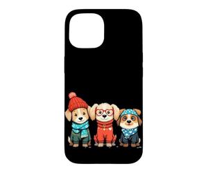 Chiens d'hiver Mignons avec Accessoires pour Les Amoureux des Animaux Coque pour iPhone 15