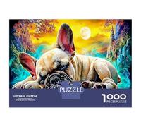 Chiens endormis sous la Lune Puzzle 1000 Pièces pour Adultes Et Enfants Dès 14 Ans Jeu Cadeau Unique Pet Chaud Divertissement Créatif Cadeau Classiques Activité Familiale Parfaite 70x50cm/1000pcs