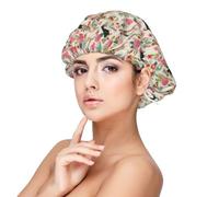 Chiens Fox Terrier à poil dur Fleur de Pâques Floral,Bonnet de nuit en satin réglable en soie pour adulte, bonnet de nuit élastique pour femme