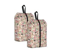 Chiens Fox Terrier à Poil Dur, Fleurs de Pâques， Lot de 2 Sacs à Chaussures de Voyage, Sacs de Rangement imperméables, Organisateur de Chaussures pour Les Voyages et la Maison
