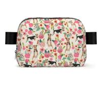 Chiens Fox Terrier à Poil Dur, Fleurs de Pâques,Sac Banane carré de Voyage, Sac de Poitrine décontracté, Sac Banane pour Hommes et Femmes