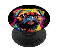Chiens Griffon Bruxellois Colorés Aquarelle PopSockets PopGrip Adhésif
