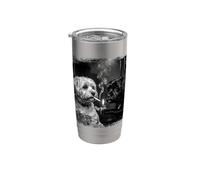 Chiens havanais fumeurs noir et blanc Gobelet isotherme en acier inoxydable double paroi