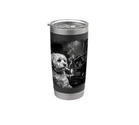 Chiens havanais fumeurs noir et blanc Gobelet isotherme en acier inoxydable double paroi