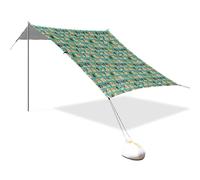 Chiens Heads Auvent de plage Protection UPF50+ Pare-soleil portable à installation facile avec pelle à sable pour jardin, prairie, parc
