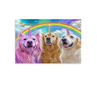 Chiens_licornes_pluie Impressions de salle de bain pour murs Image de chambre pour mur 08x12 pouces (20x30 cm)