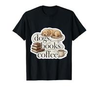 Chiens Livres de café pour Chien Propriétaire canin Maman Papa Lecture de caféine Mignon T-Shirt Graphique avec Valeur