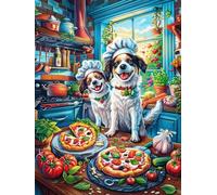 Chiens organisant une fête à pizza dans une cuisine 1000 Pieces Casse-tête Collectionneur En Carton Sans Déformation Rêve magique de science-fiction Haute Difficulté Décoration Murale Collection Cadea