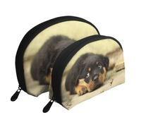Chiens Rottweiler Chiens Mignons Chiot Animaux de Compagnie Petit, Trousse de Maquillage Coquille Femme Petit Porte-Monnaie Trousse de Toilette Trousse à cosmétiques 2 pièces