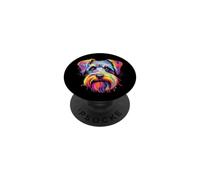 Chiens Schnauzer Miniatures colorés à l’Aquarelle PopSockets PopGrip Adhésif