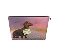 Chiens Teckel avec Board Dogs Teckel Brun, Trousse de Toilette Trousse de Maquillage Sac à cosmétiques Trousse de Toilette de Voyage Portable