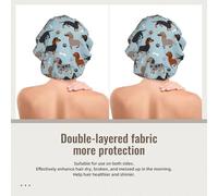 Chiens Teckel Bleu,Bonnet de nuit en satin réglable en soie pour adulte, bonnet de nuit élastique pour femme