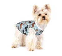 Chiens Teckel Bleu,T-Shirt sans Manches en Coton pour Animaux de Compagnie, Gilet Respirant, Extensible et Doux,S