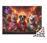 Chiens Vie Nocturne 1000 Pièces Mini Puzzle pour Adultes Décoration | 70x50cm Carton Amateurs De Puzzles Détente Intellectuelle Puzzle Artisanal Surface Lisse Cadeau Anniversaire