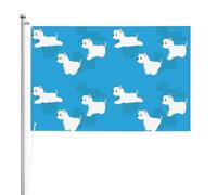Chiens Westie qui courent,Drapeau de jardin, bannière décorative, drapeau double face, 2 x 3 pieds, pour extérieur et intérieur
