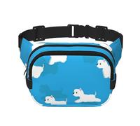 Chiens Westie Qui courent,Sac Banane carré Double Couche, Sac de Poitrine