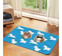Chiens Westie Qui courent,Tapis d'alimentation pour Animaux de Compagnie, Sets de Table en Cuir PU pour Chats et Chiens,40x60cm