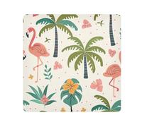 Chiffon adhésif pour appareil photo Motif flamant rose avec palmiers et hibiscus carrés magiques autocollants pour objectif de caméra protection anti-rayures pour objectif sac de maquillage 35x35,