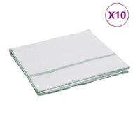 vidaXL Chiffons de nettoyage 10 pièces blancs à rayures vertes 50 x 60 cm