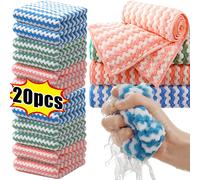 Chiffon de nettoyage en microfibre, torchons épais en velours, haute absorption, récurage de cuisine, chiffons de vaisselle, essuyage ménager Random colors