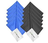 Chiffon en Microfibre Bleu/Noir de Nettoyage - 6 x 7 Pouces avec Chiffon Blanc - Ensemble de 12 pour Lunettes et Lentilles